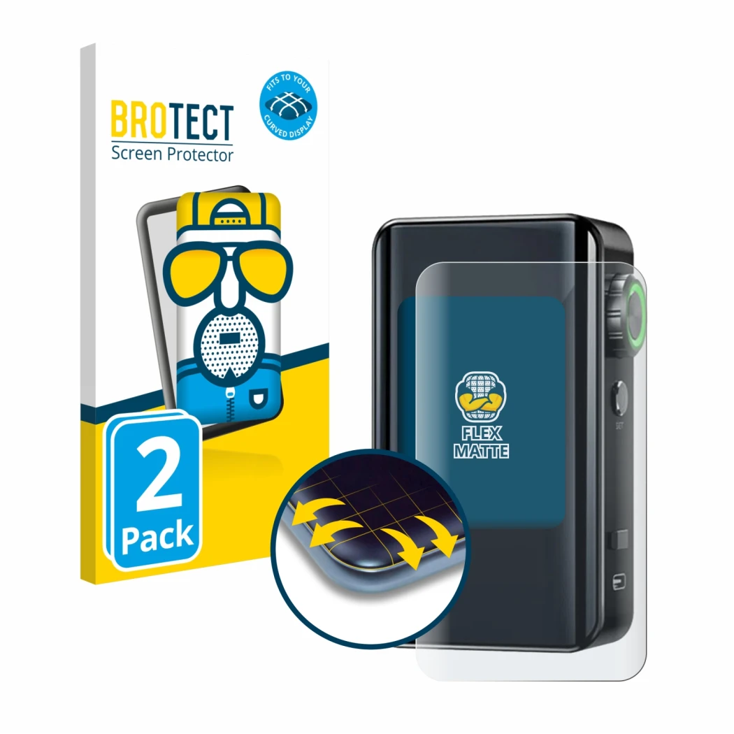 Front side of a product packaging with the brand logo BROTECT. Next to it is the device Lost Vape Centaurus Bt200 shown with t
