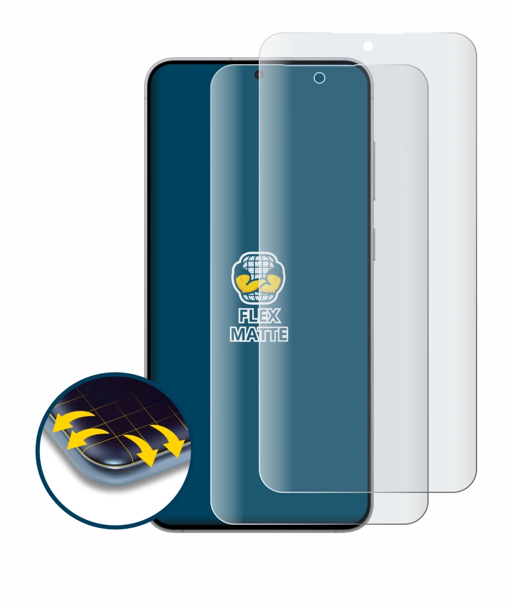 Image of the device Samsung Galaxy S25 FE with a wide variety of screen protectors.