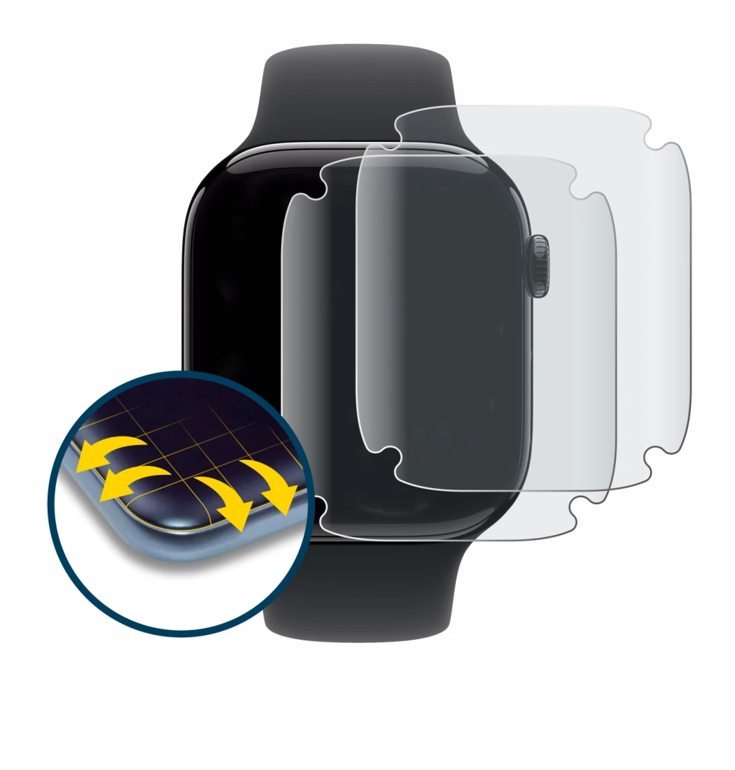 Image of the device Apple Watch Series 11 (46 mm) with a wide variety of screen protectors.