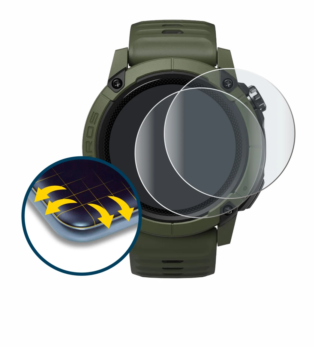 Image of the device Coros NOMAD with a wide variety of screen protectors.