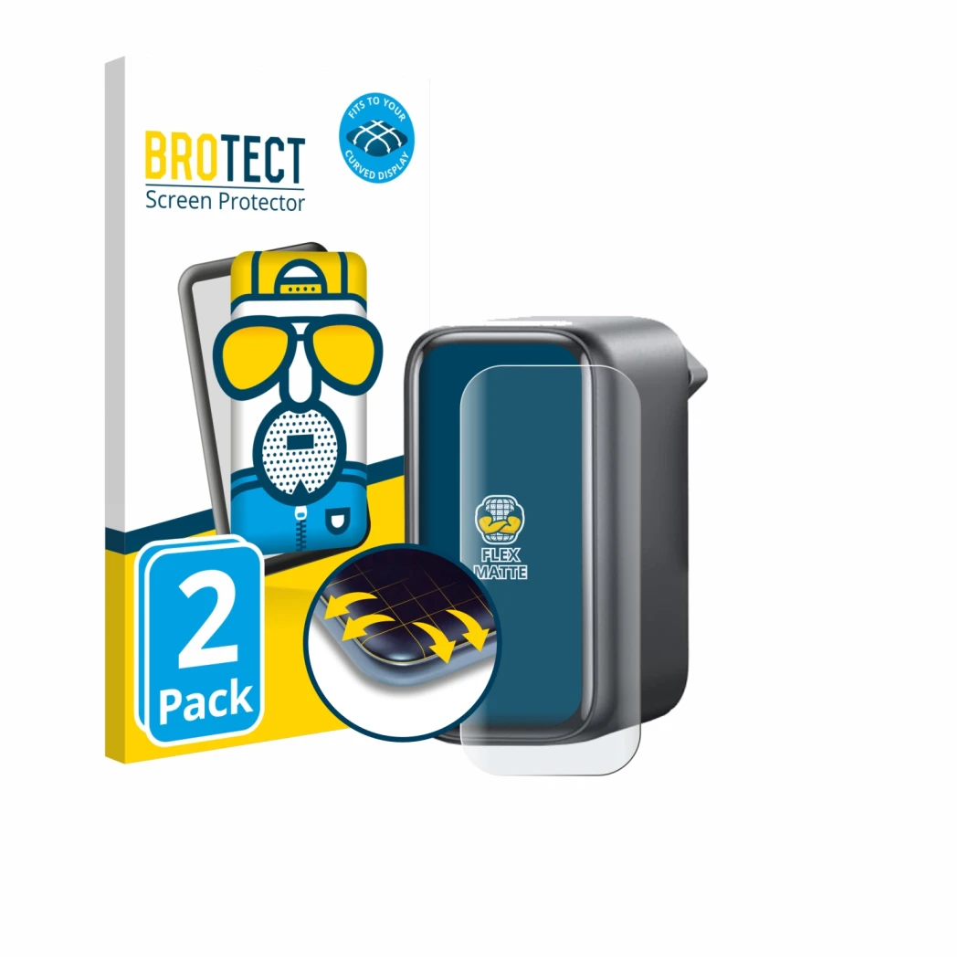 Front side of a product packaging with the brand logo BROTECT. Next to it is the device Anker A2697 140W shown with the corres