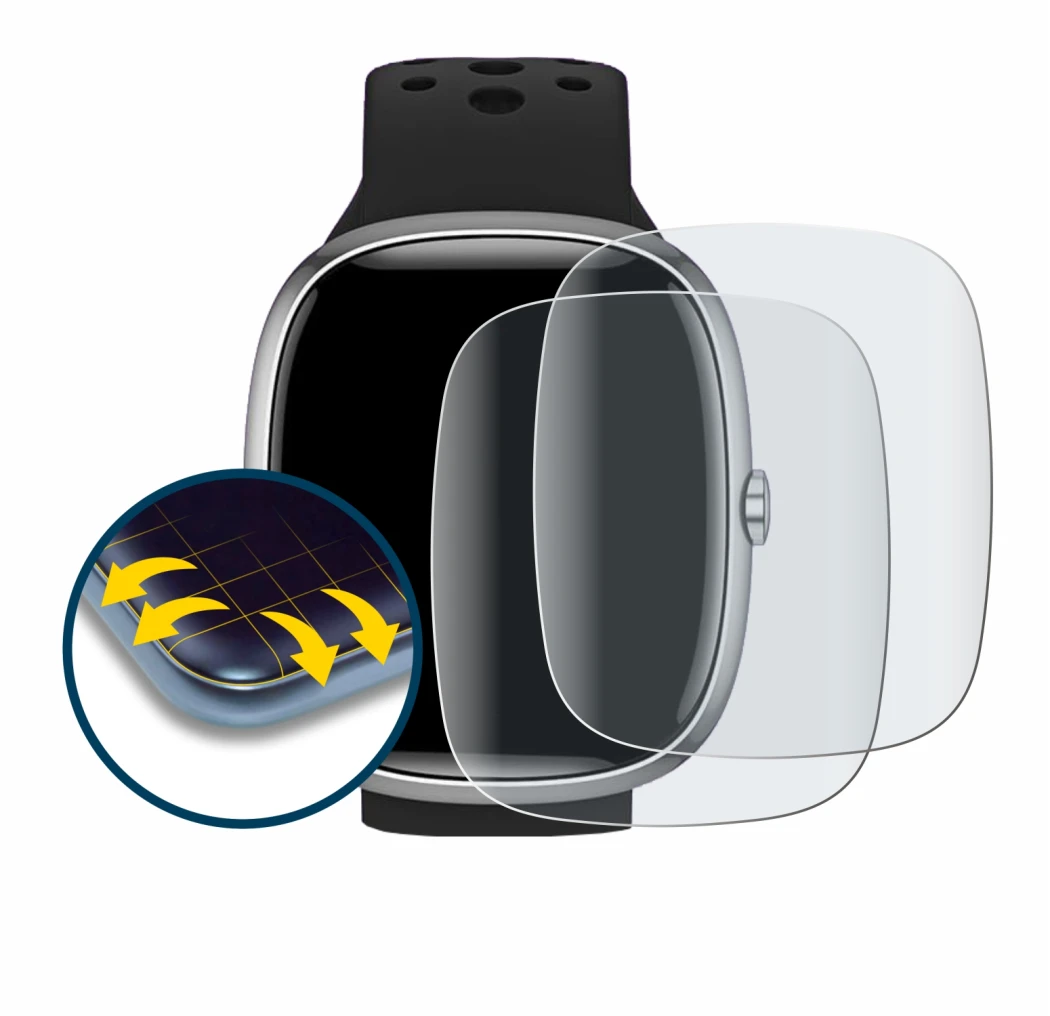 Image of the device JoJoego G61 with a wide variety of screen protectors.