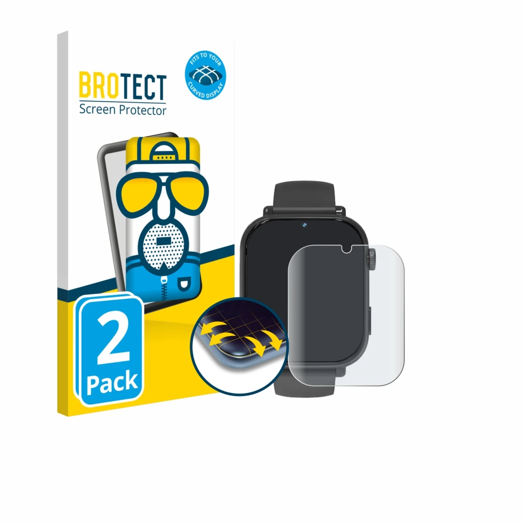 Front side of a product packaging with the brand logo BROTECT. Next to it is the device Ucani A22 shown with the corresponding