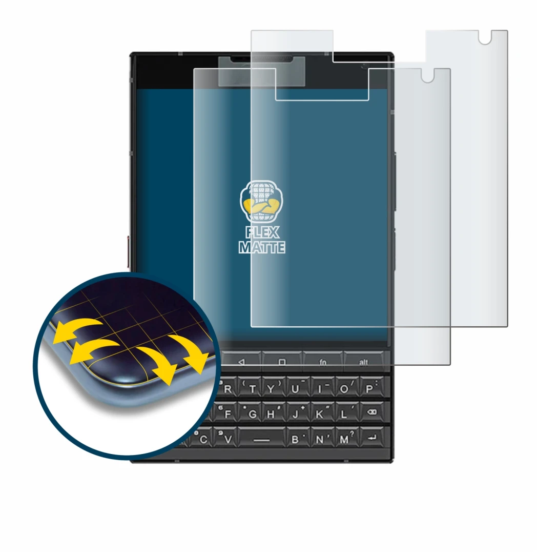 Image of the device Unihertz Titan 2 with a wide variety of screen protectors.