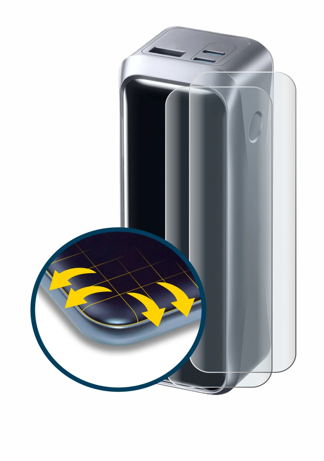 Image of the device Anker Prime 220 W with a wide variety of screen protectors.