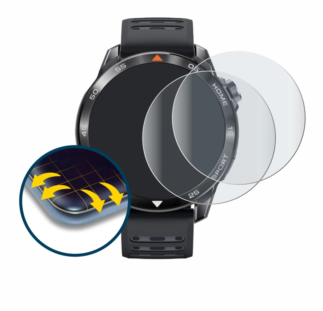 Image of the device Xiaomi Mibro GS Pro 2 with a wide variety of screen protectors.