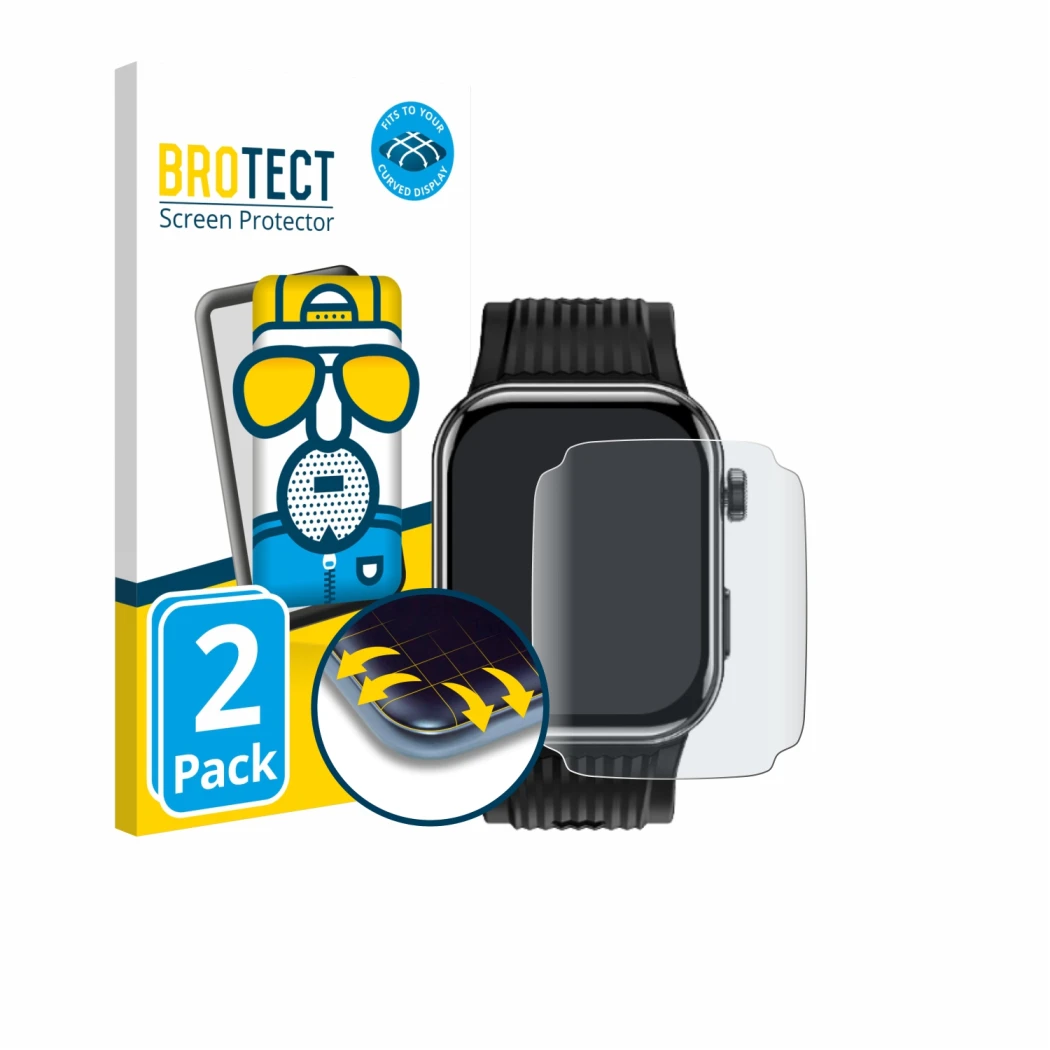 Front side of a product packaging with the brand logo BROTECT. Next to it is the device Rollme Kore D1 shown with the correspo