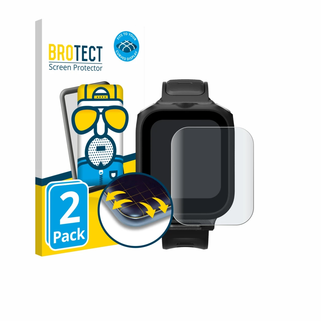 Front side of a product packaging with the brand logo BROTECT. Next to it is the device Insta360 GPS preview remote Built-In M