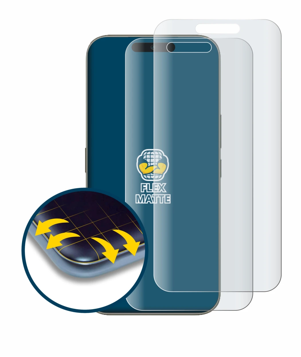 Image of the device Tecno Camon 50 Ultra with a wide variety of screen protectors.