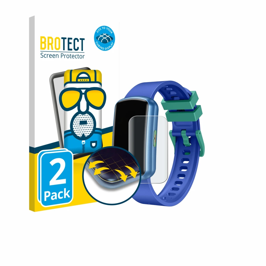 Front side of a product packaging with the brand logo BROTECT. Next to it is the device Cantaos Kids Smartwatch 1.47