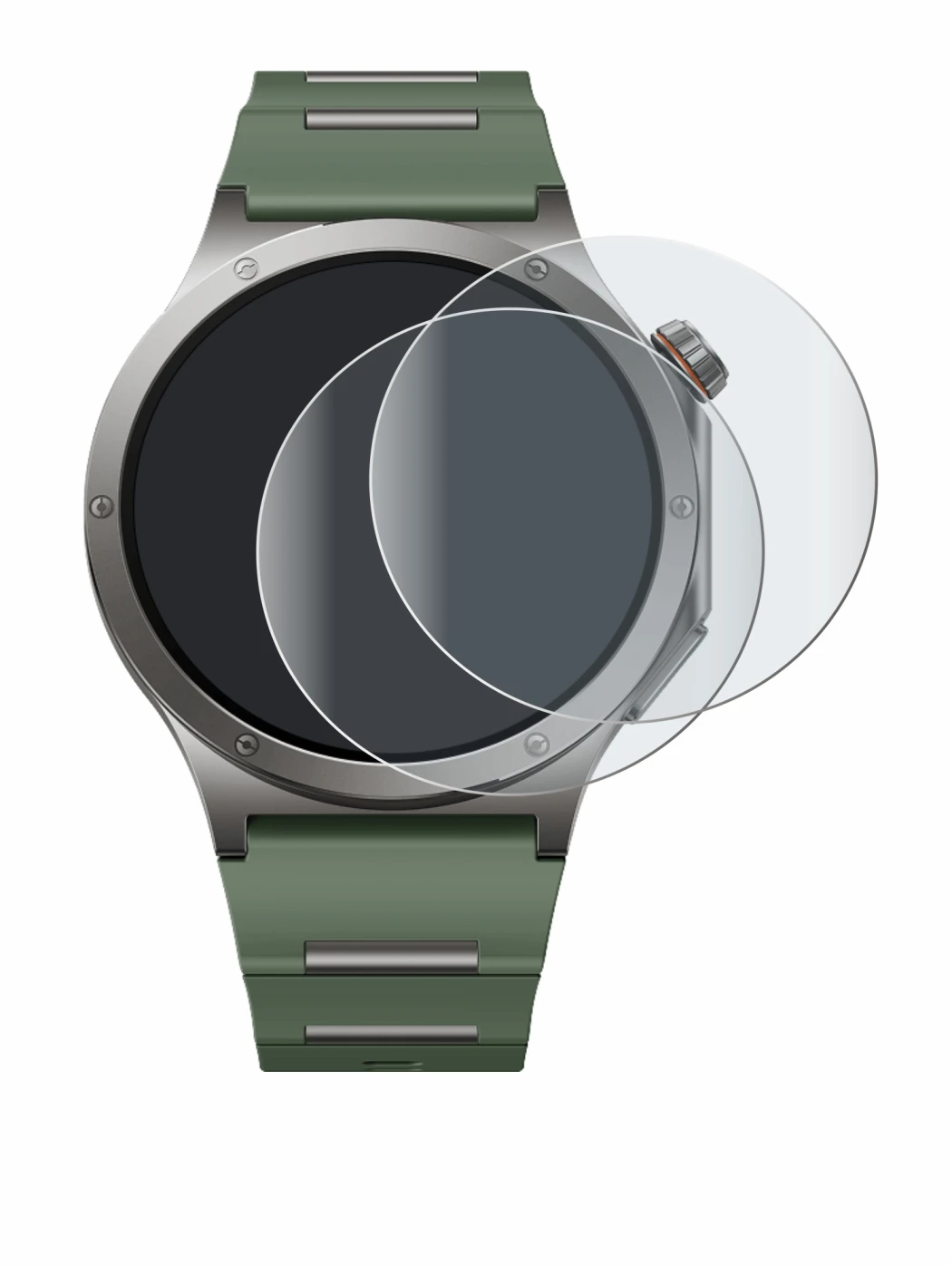 Image of the device OnePlus Watch 4 with a wide variety of screen protectors.