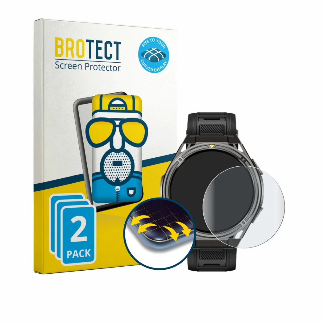 Front side of a product packaging with the brand logo BROTECT. Next to it is the device Cubot GT5 shown with the corresponding