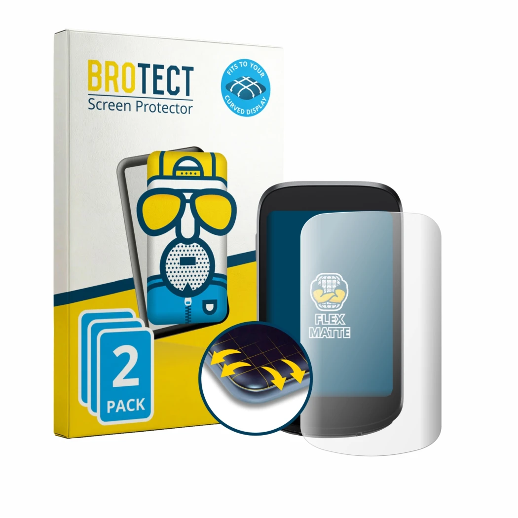 Front side of a product packaging with the brand logo BROTECT. Next to it is the device iGPSPORT BSC500 shown with the corresp