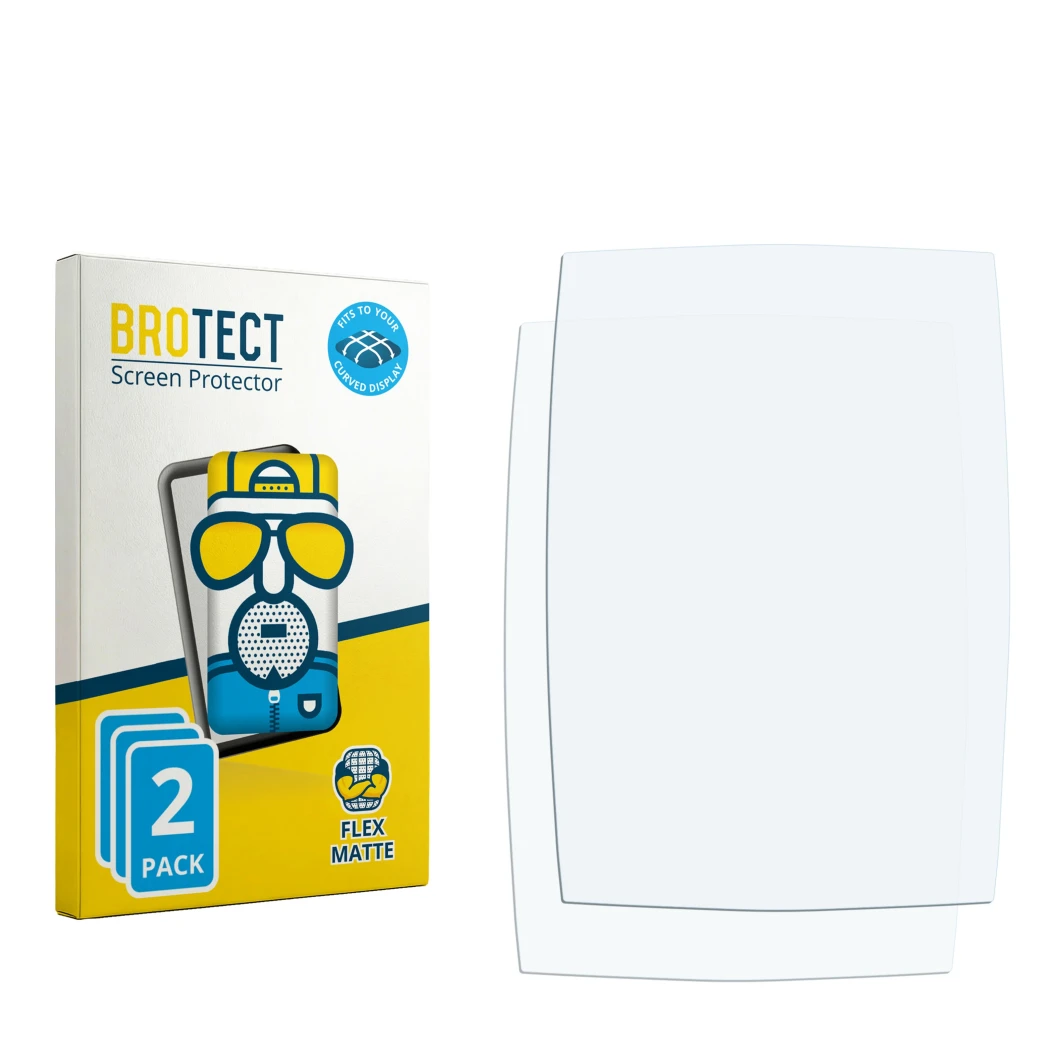 Front side of a product packaging with the brand logo BROTECT. Next to it is the corresponding screen protector.
