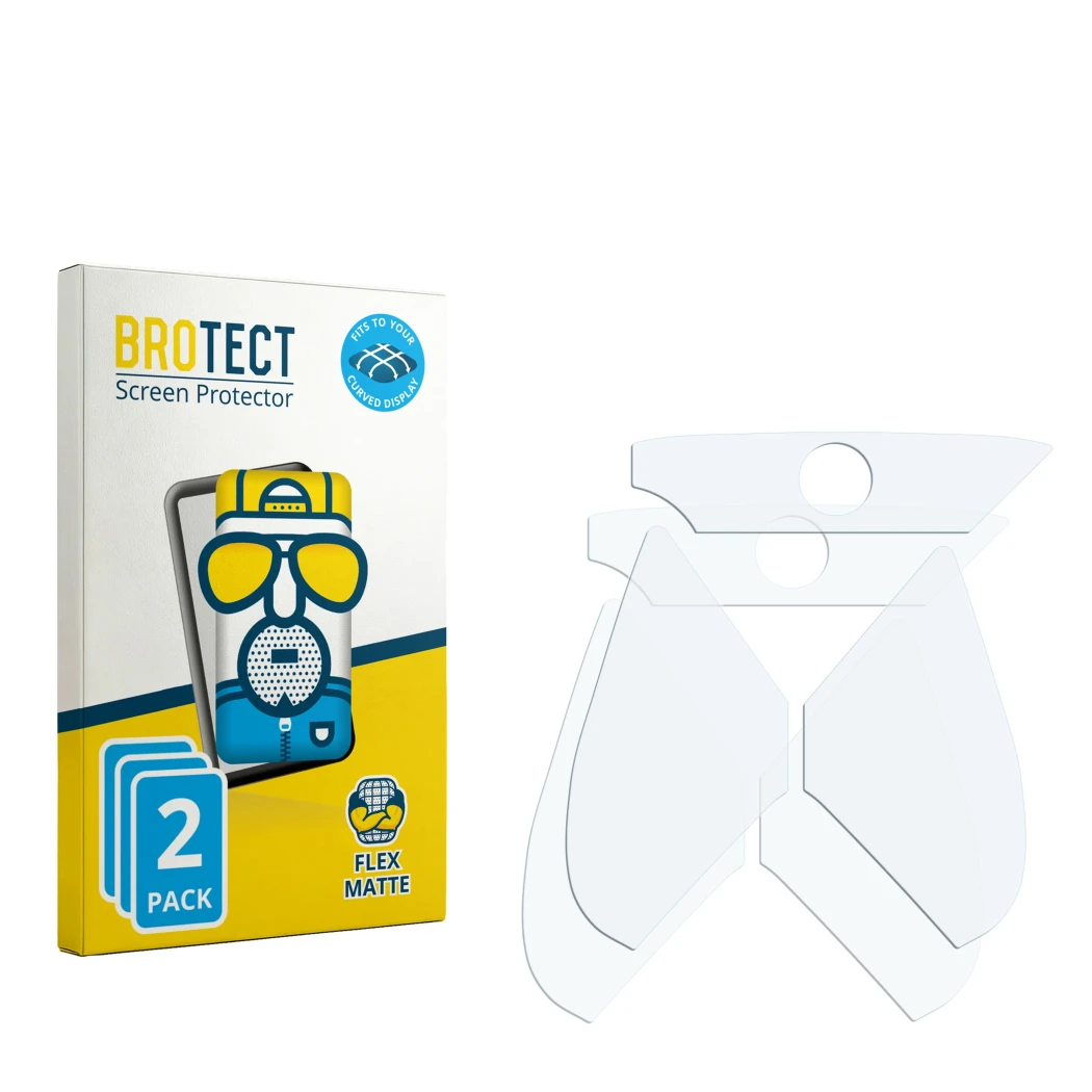 Front side of a product packaging with the brand logo BROTECT. Next to it is the corresponding screen protector.