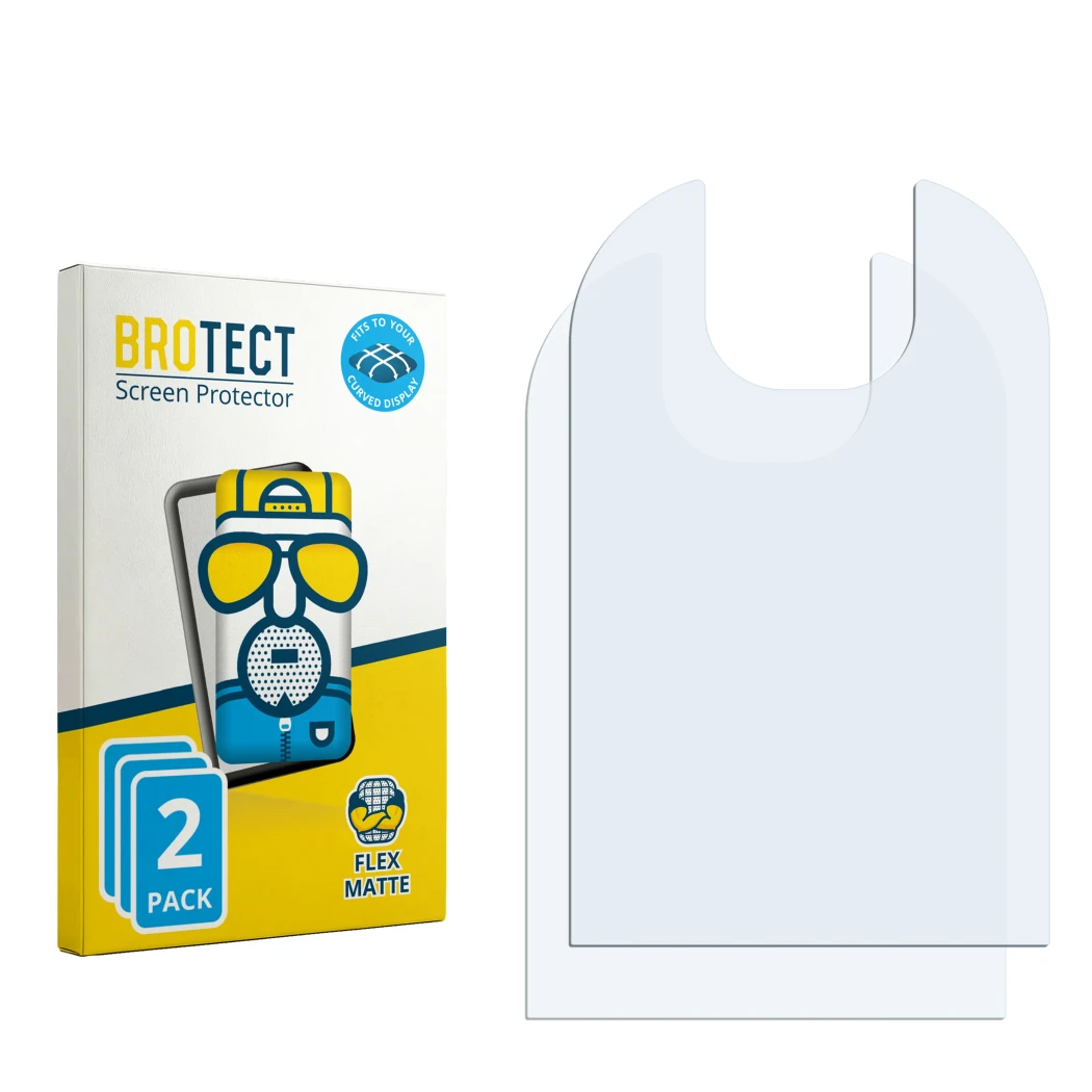 Front side of a product packaging with the brand logo BROTECT. Next to it is the corresponding screen protector.