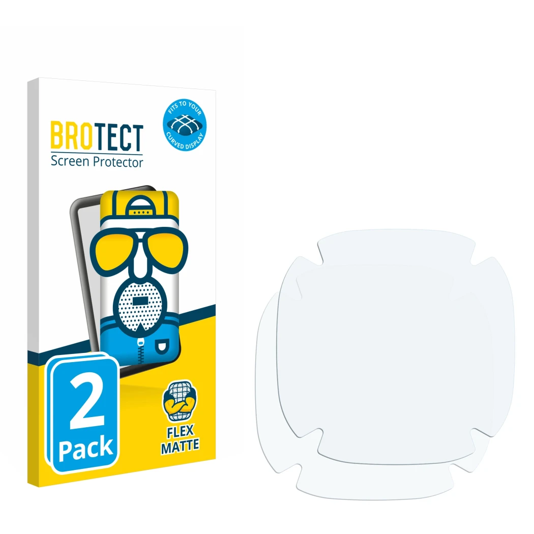 Front side of a product packaging with the brand logo BROTECT. Next to it is the corresponding screen protector.