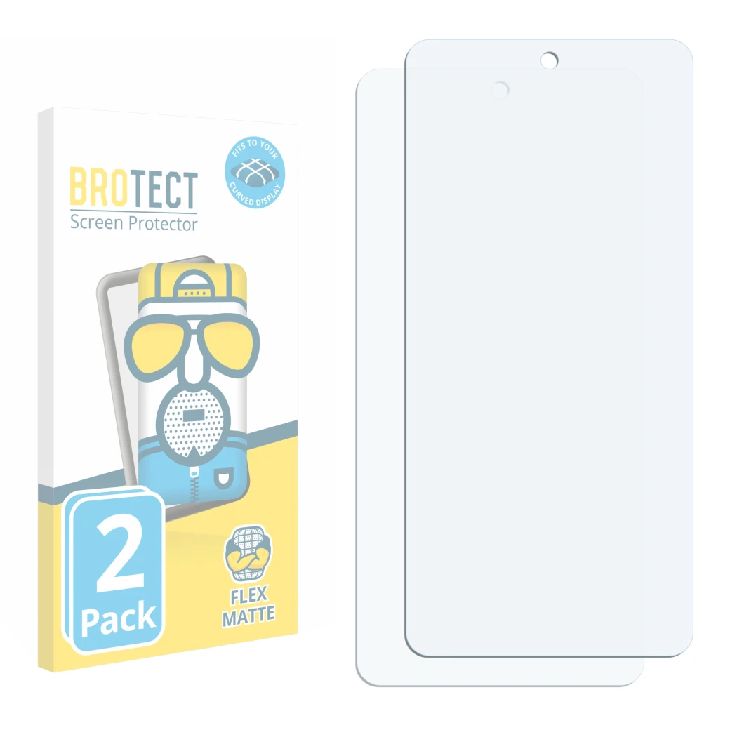 Front side of a product packaging with the brand logo BROTECT. Next to it is the corresponding screen protector.