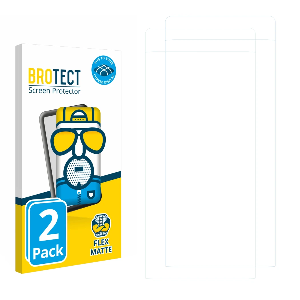 Front side of a product packaging with the brand logo BROTECT. Next to it is the corresponding screen protector.