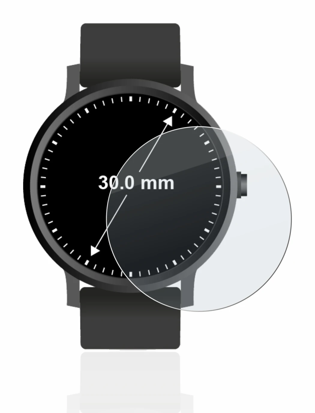 Image of the device Watches (Circular, ø: 30 mm) with a wide variety of screen protectors.