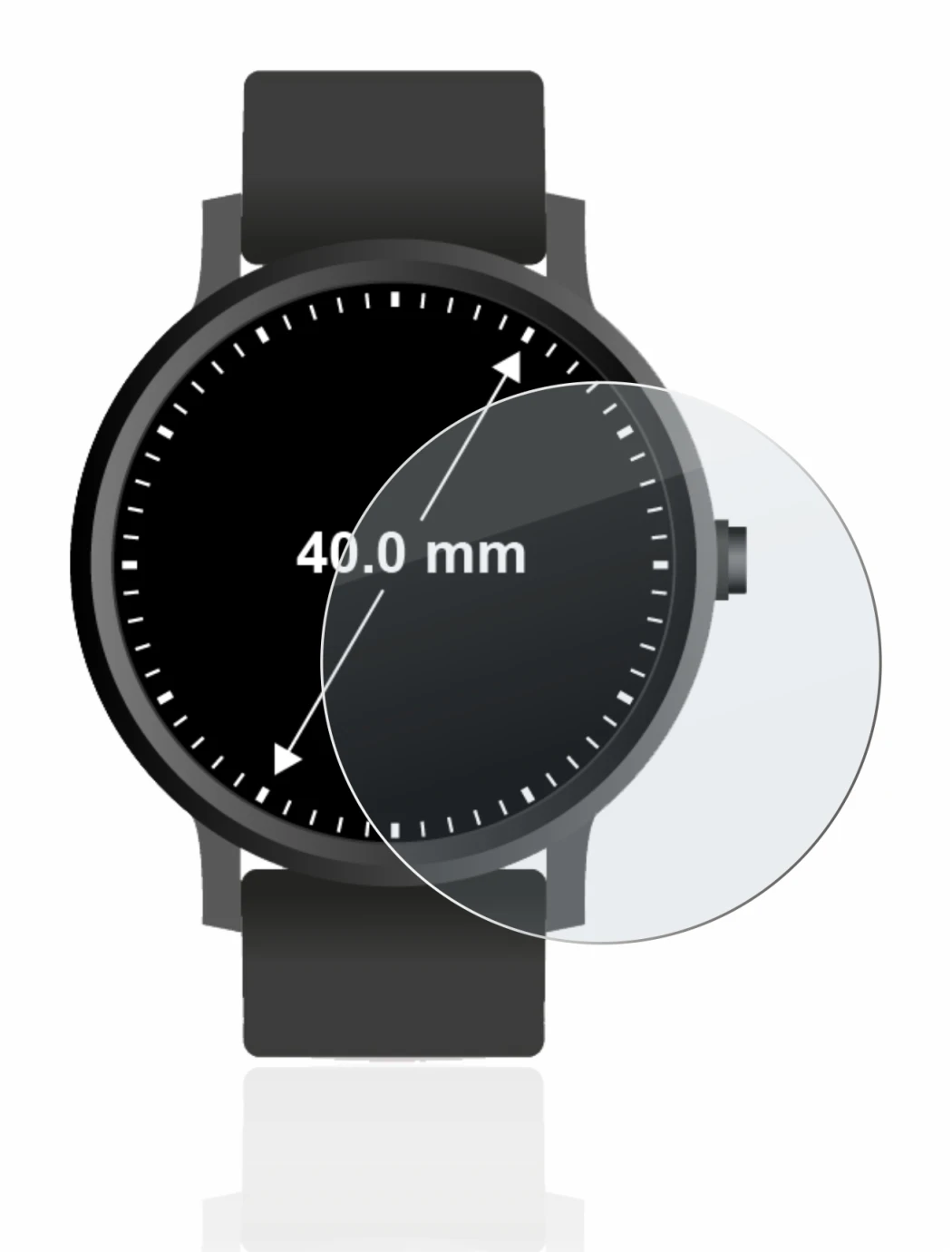 Image of the device Watches (Circular, ø: 40 mm) with a wide variety of screen protectors.