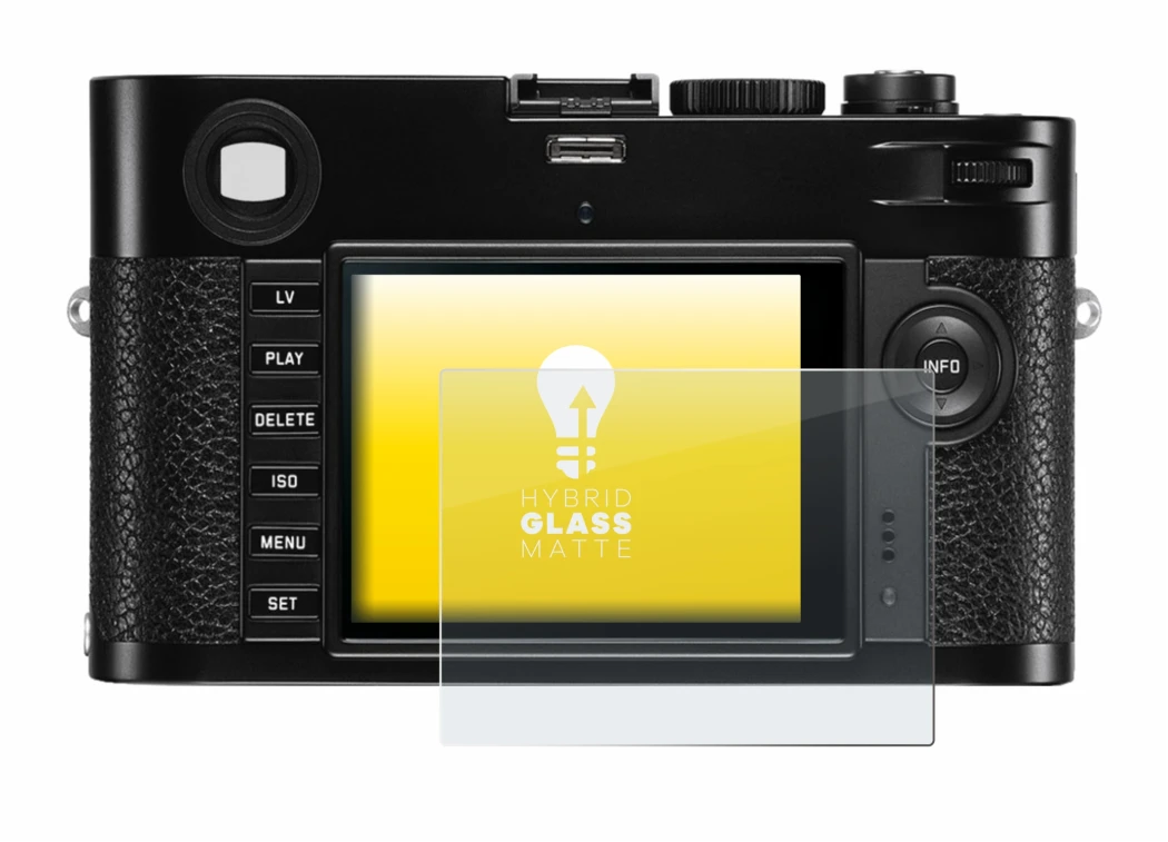 Image of the device Leica M (Typ 240) with a wide variety of screen protectors.