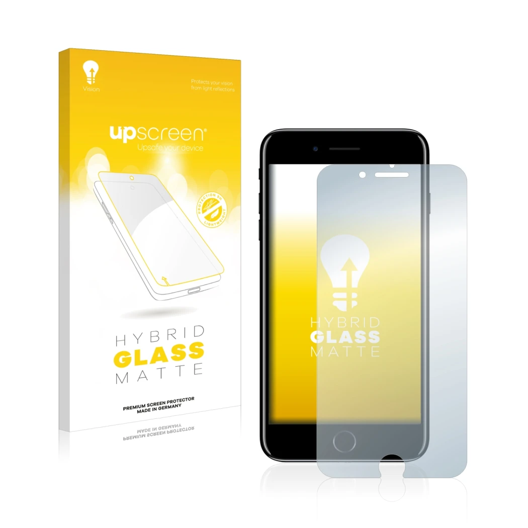 Front side of a product packaging with the brand logo upscreen. Next to it is the device Apple iPhone 7 Plus shown with the co