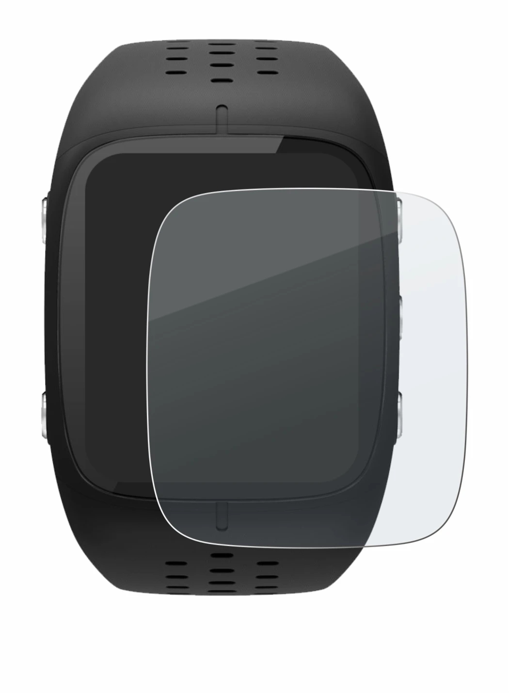 Image of the device Polar M430 with a wide variety of screen protectors.