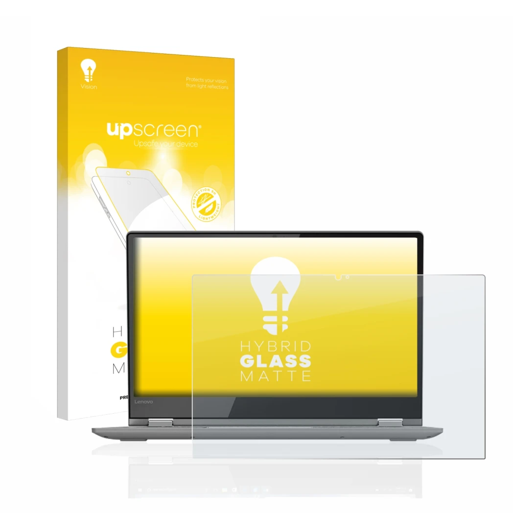 Front side of a product packaging with the brand logo upscreen. Next to it is the device Lenovo Yoga 530 shown with the corres