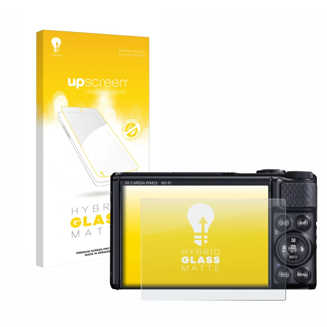 Front side of a product packaging with the brand logo upscreen. Next to it is the device Canon PowerShot SX740 HS shown with t