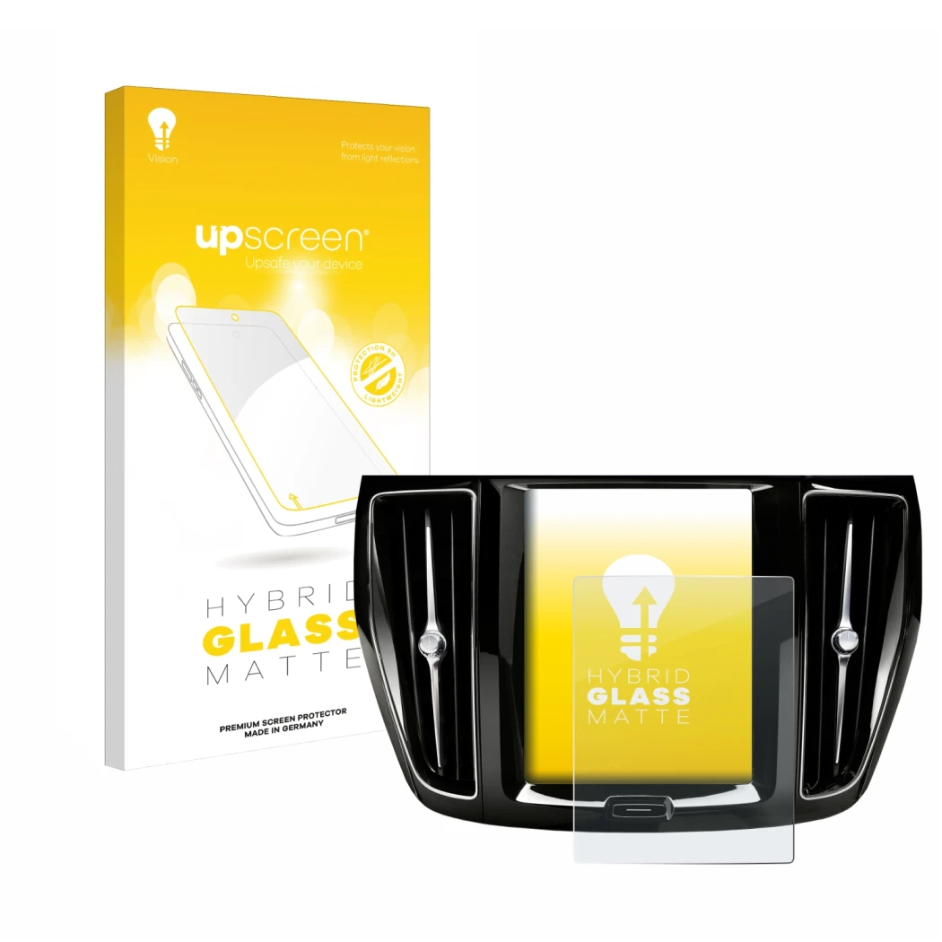 Front side of a product packaging with the brand logo upscreen. Next to it is the device Volvo V60 Sensus Connect 2019-2020 sh