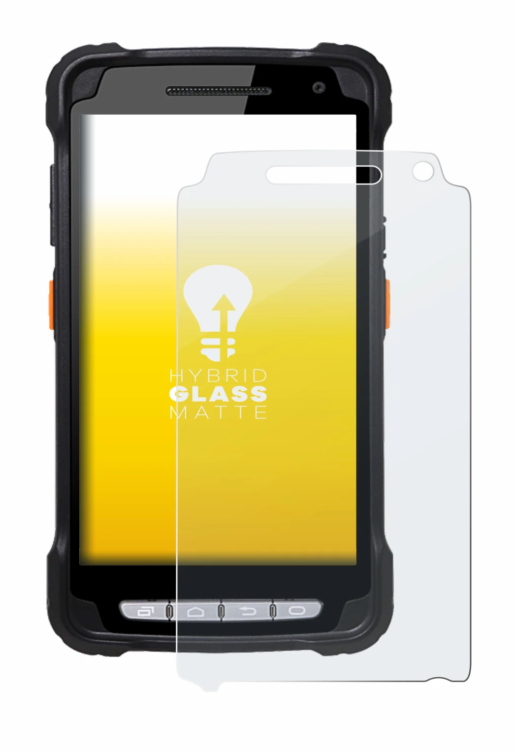 Image of the device Point Mobile PM90 with a wide variety of screen protectors.