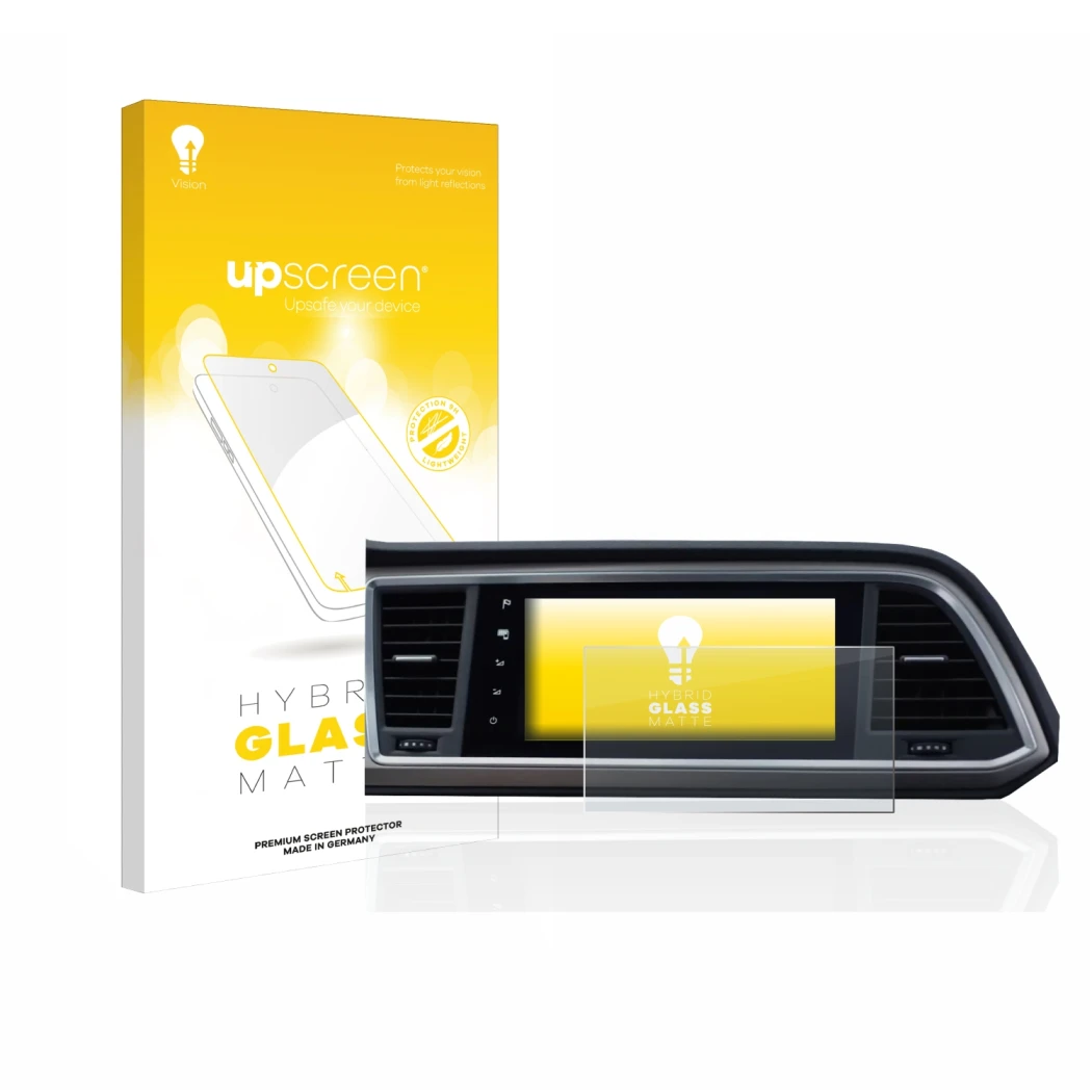 Front side of a product packaging with the brand logo upscreen. Next to it is the device Seat Ateca Style Go 2020 Infotainment