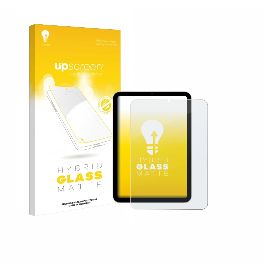 Front side of a product packaging with the brand logo upscreen. Next to it is the device Apple iPad Mini 6 WiFi 2021 shown wit