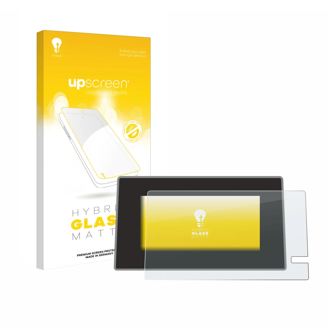 Front side of a product packaging with the brand logo upscreen. Next to it is the device Renault Trafic 2021 Easy Link 8