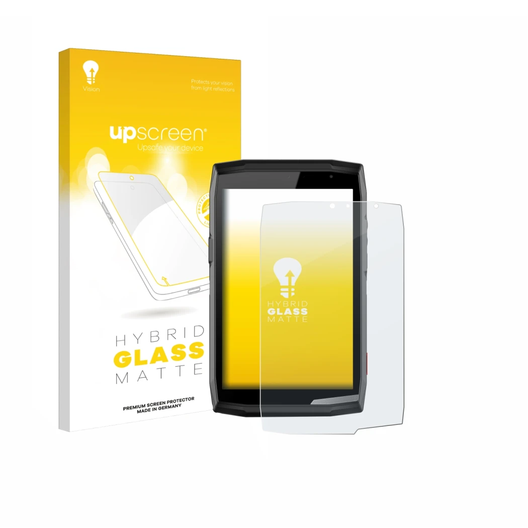 Front side of a product packaging with the brand logo upscreen. Next to it is the device Crosscall Core T5 shown with the corr