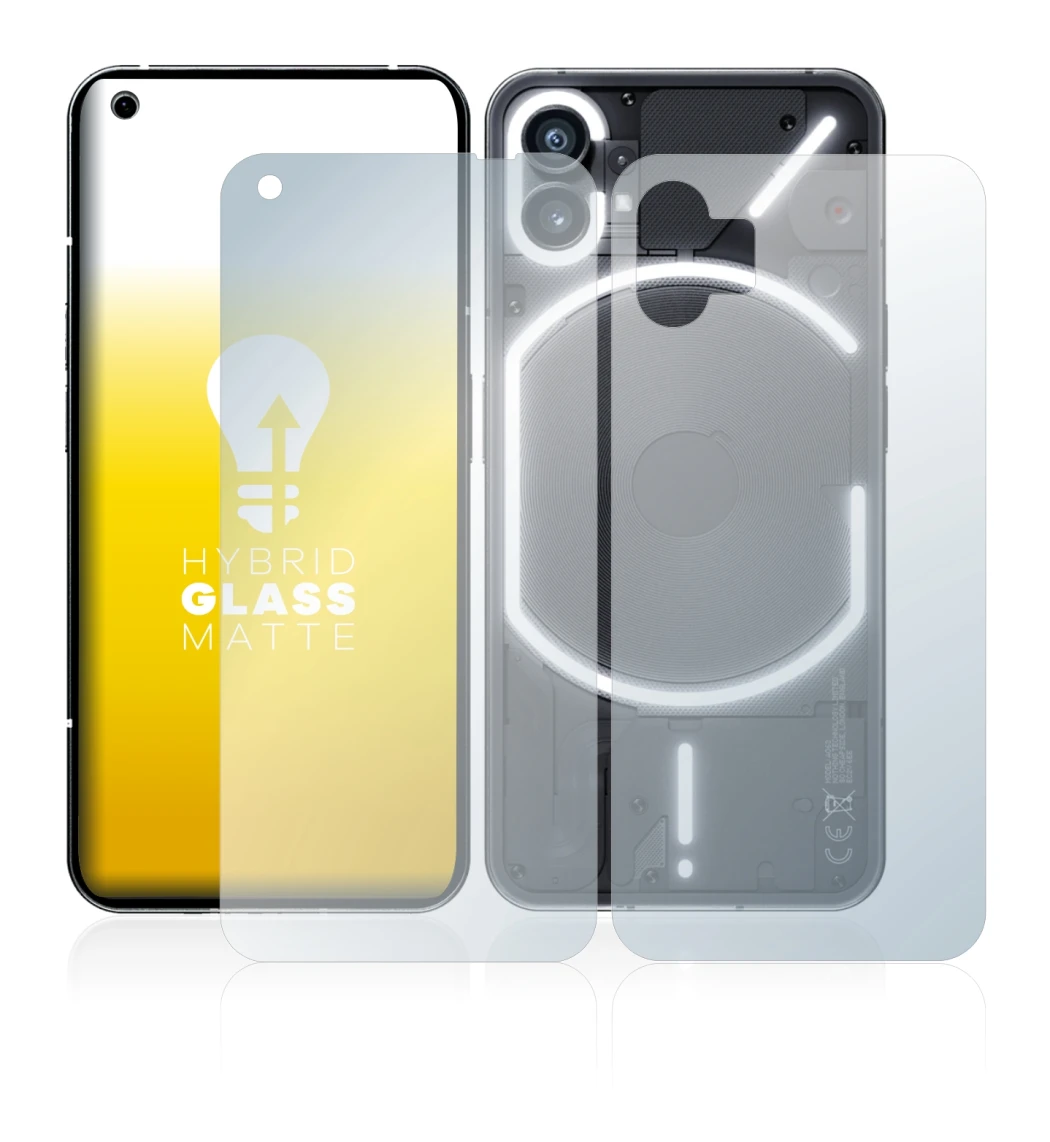 Image of the device Nothing Phone (1) (Front+Back) with a wide variety of screen protectors.