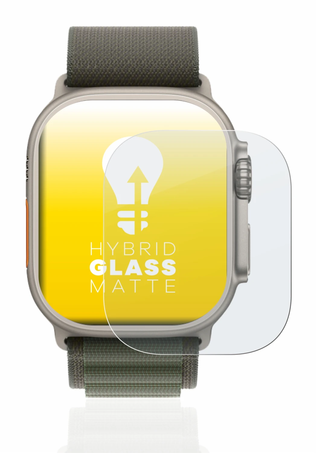 Image of the device Apple Watch Ultra (49 mm) with a wide variety of screen protectors.