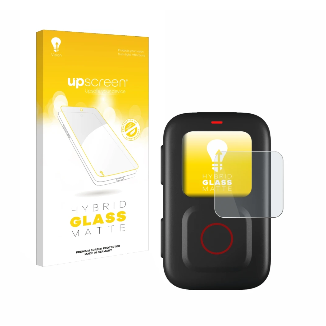 Front side of a product packaging with the brand logo upscreen. Next to it is the device GoPro Remote shown with the correspon