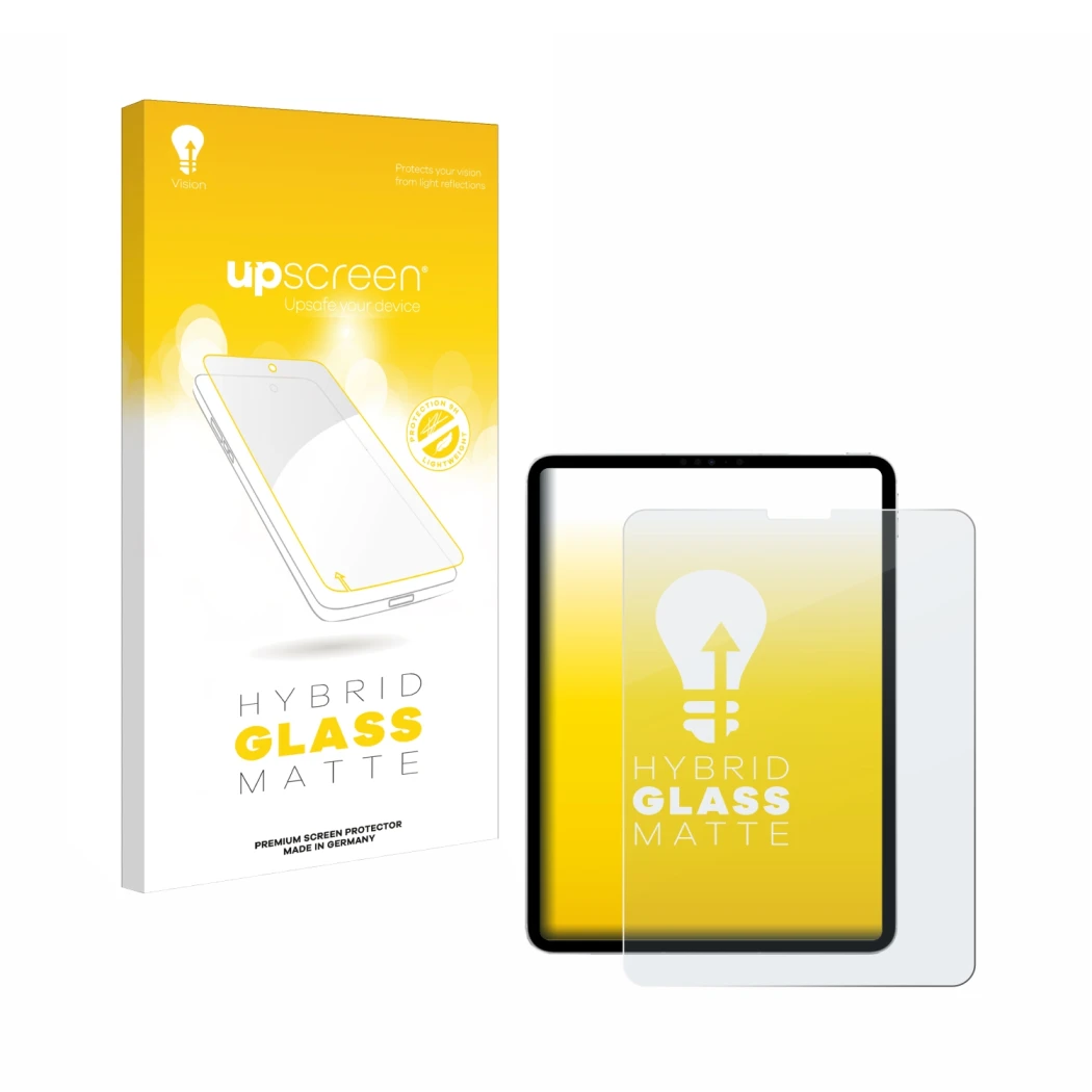 Front side of a product packaging with the brand logo upscreen. Next to it is the device Apple iPad Pro 11