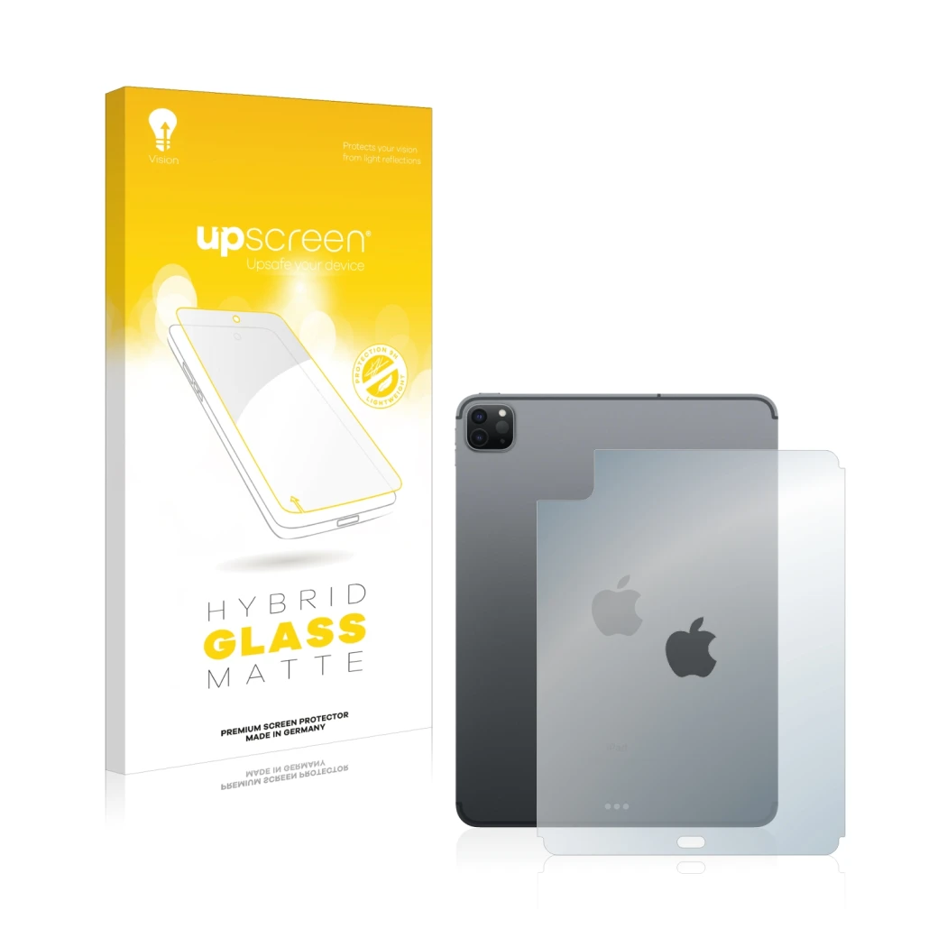 Front side of a product packaging with the brand logo upscreen. Next to it is the device Apple iPad Pro 11