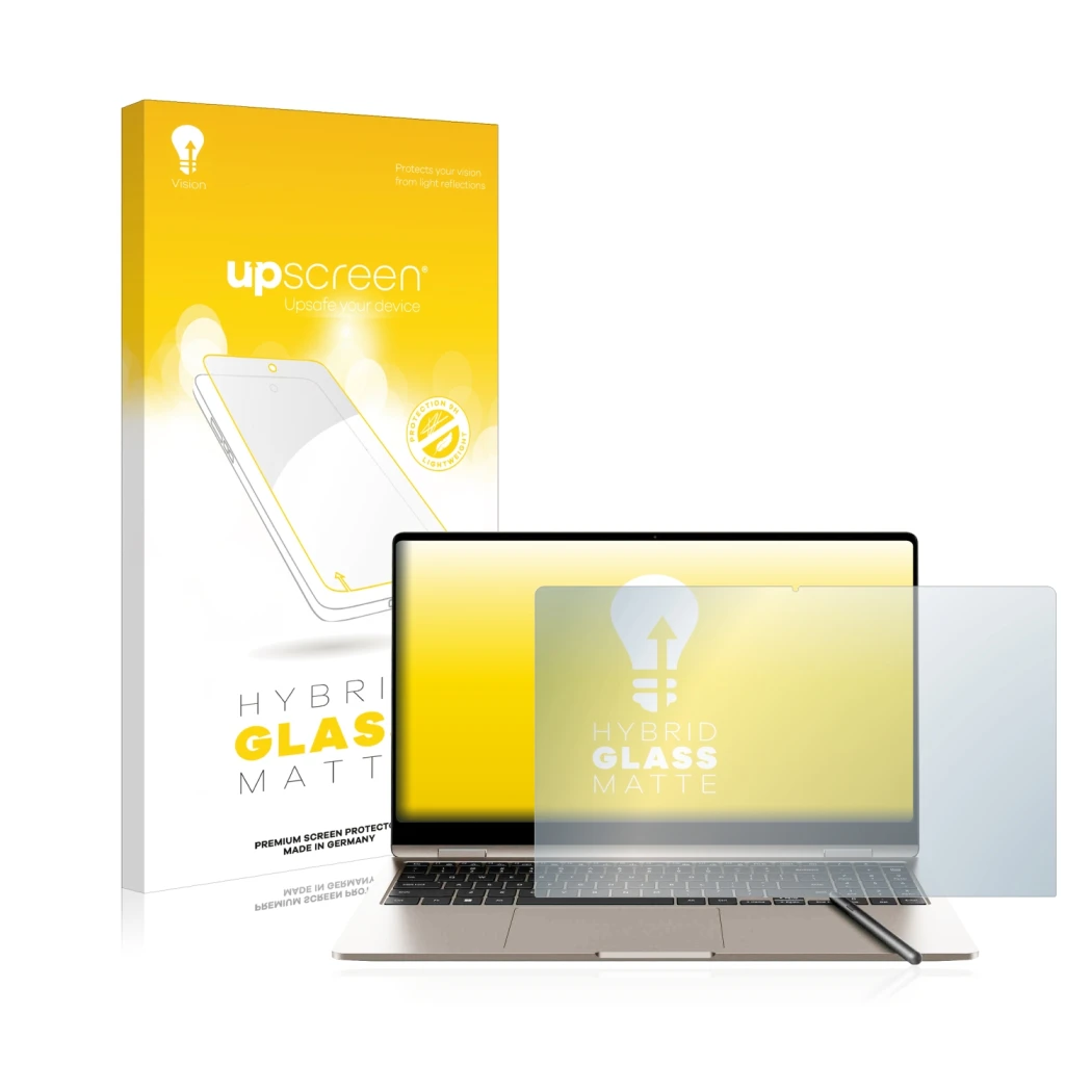 Front side of a product packaging with the brand logo upscreen. Next to it is the device Samsung Galaxy Book3 360 15.6