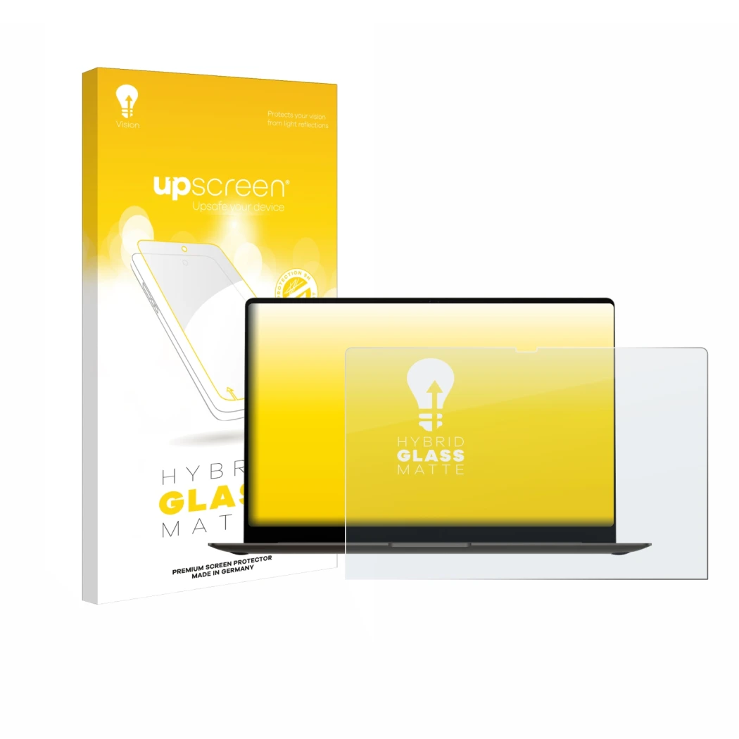 Front side of a product packaging with the brand logo upscreen. Next to it is the device Samsung Galaxy Book3 Pro 16