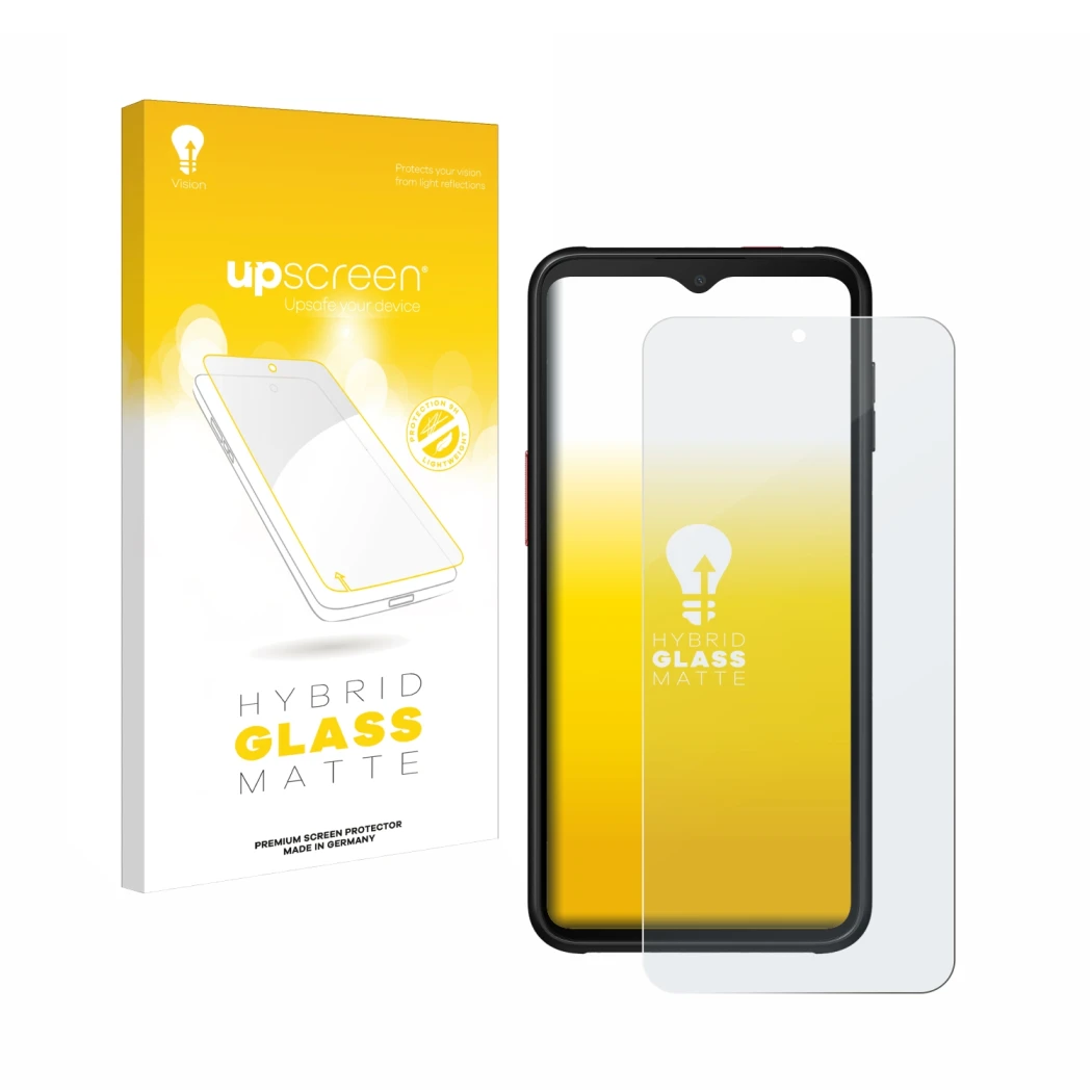 Front side of a product packaging with the brand logo upscreen. Next to it is the device Samsung Galaxy XCover 6 Pro Enterpris