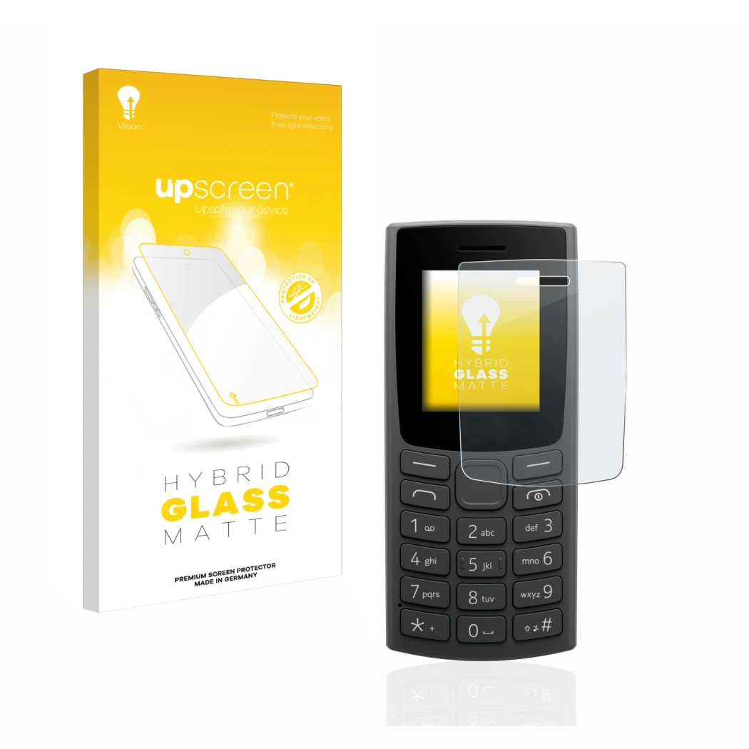 Front side of a product packaging with the brand logo upscreen. Next to it is the device Nokia 105 (2023) shown with the corre