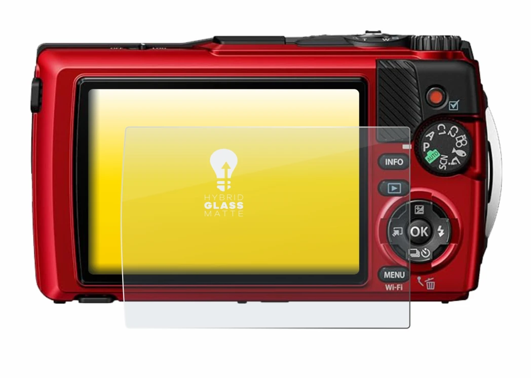 Image of the device Olympus OM System Tough TG-7 with a wide variety of screen protectors.