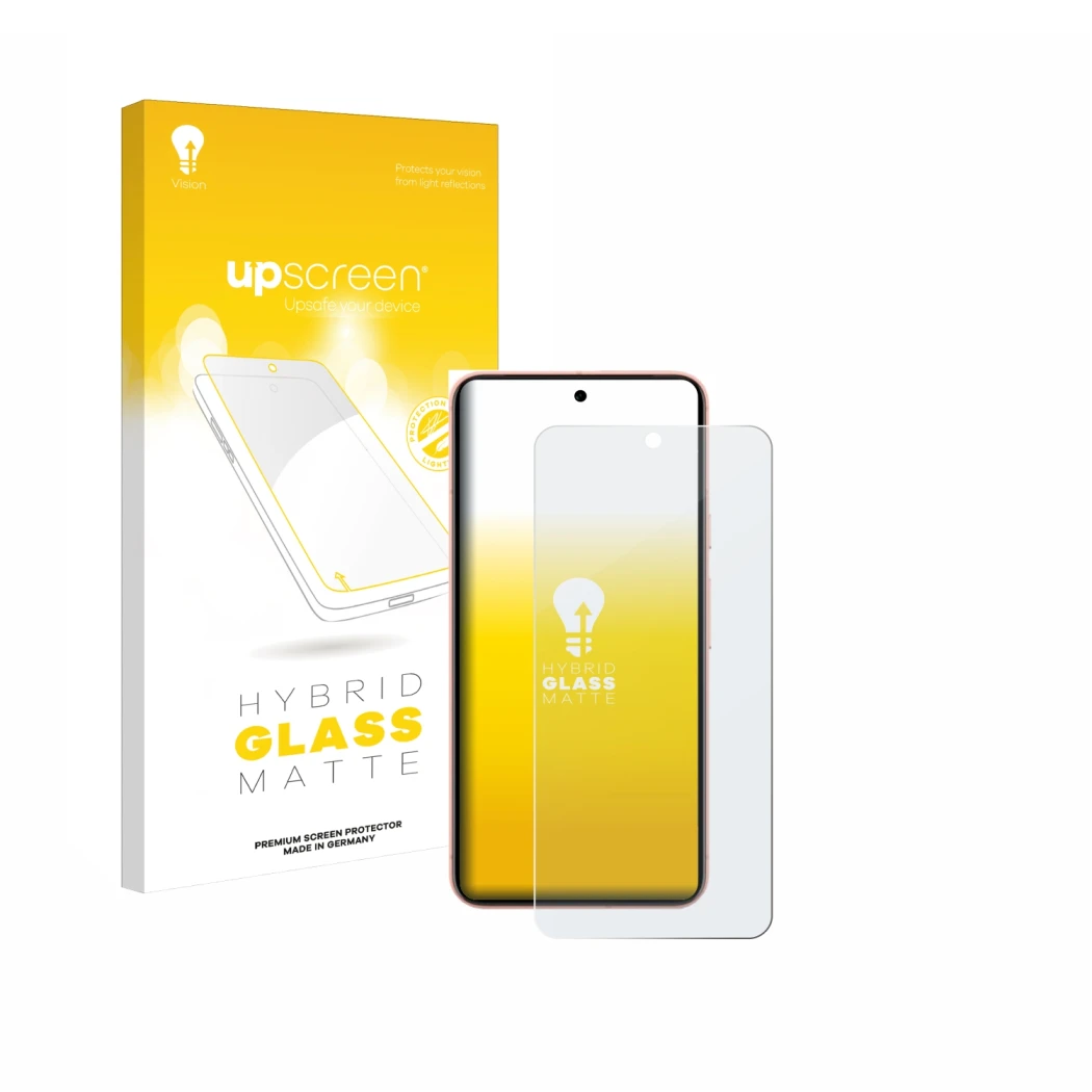 Front side of a product packaging with the brand logo upscreen. Next to it is the device Google Pixel 8 (case-friendly) shown 