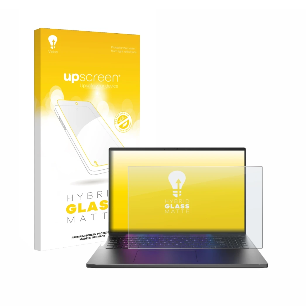 Front side of a product packaging with the brand logo upscreen. Next to it is the device Acer Swift Go 16 shown with the corre