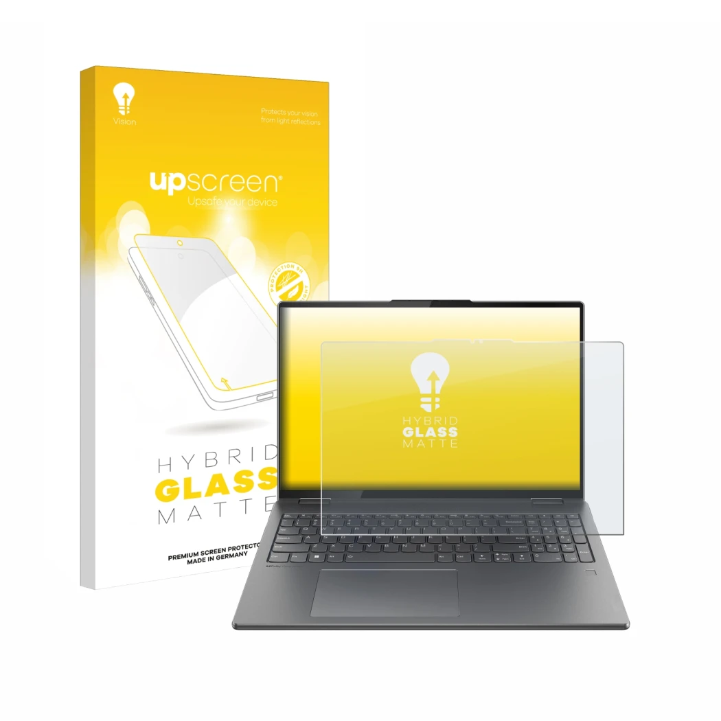 Front side of a product packaging with the brand logo upscreen. Next to it is the device Lenovo Yoga 7i 2-in-1 Gen 9 16