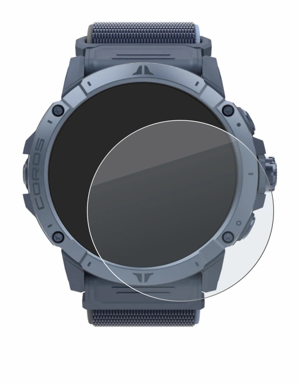 Image of the device Coros Vertix 2S with a wide variety of screen protectors.